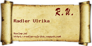 Radler Ulrika névjegykártya